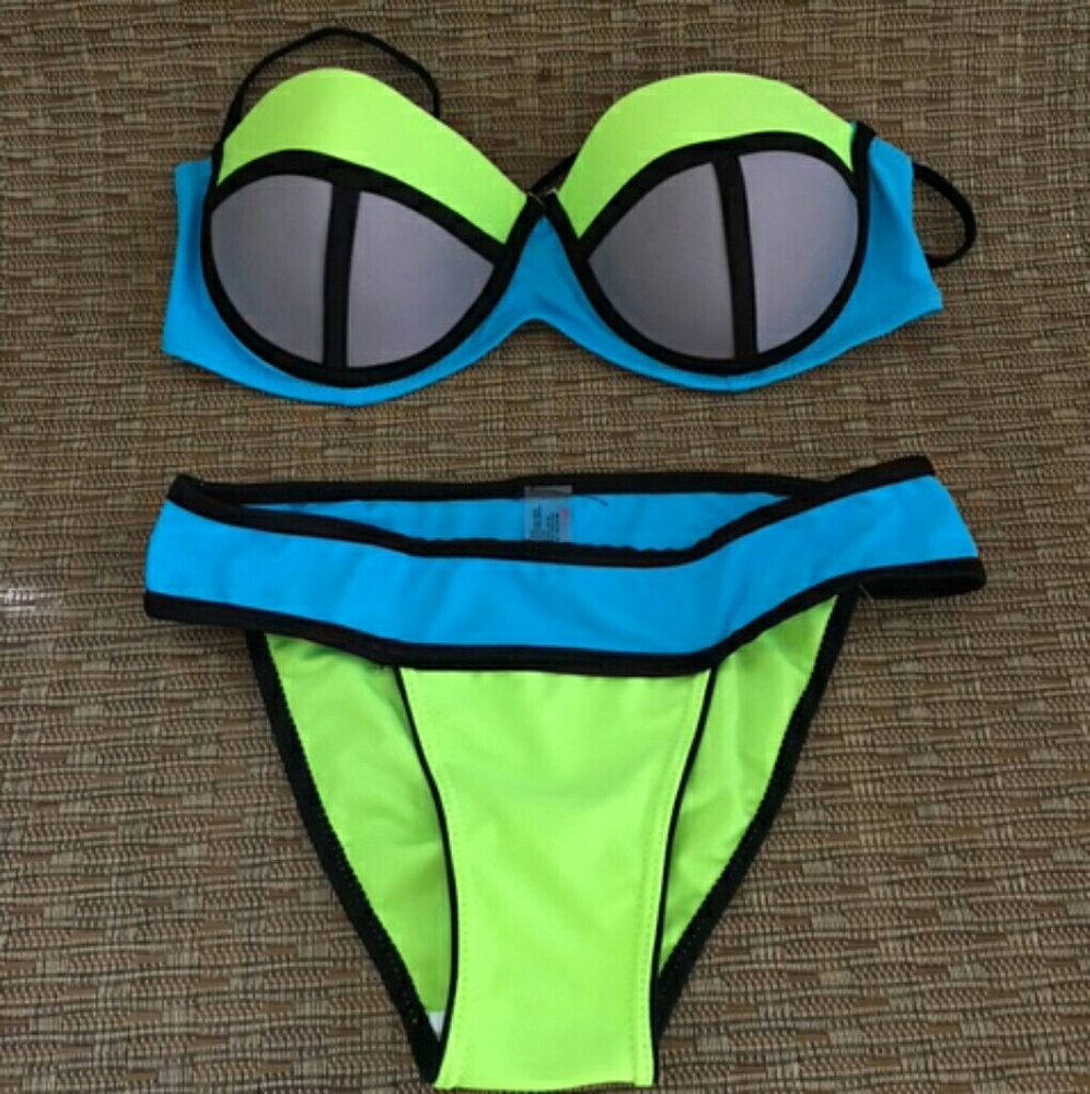 Neon colorful bikini two pieces swimsuit