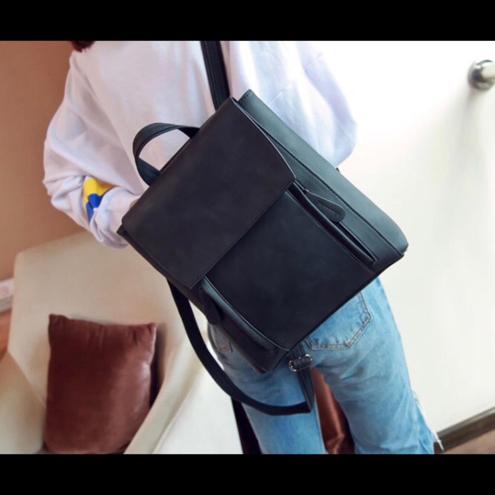 Black Leather Professional Backpack