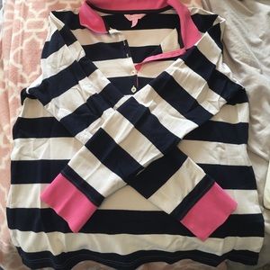 Lilly Pulitzer navy blue striped shirt