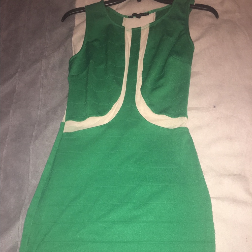 Green Bodycon  dress with mesh back ! Worn once!