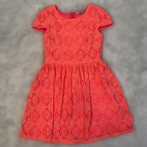 Lovers + Friends hot coral lace mini dress small
