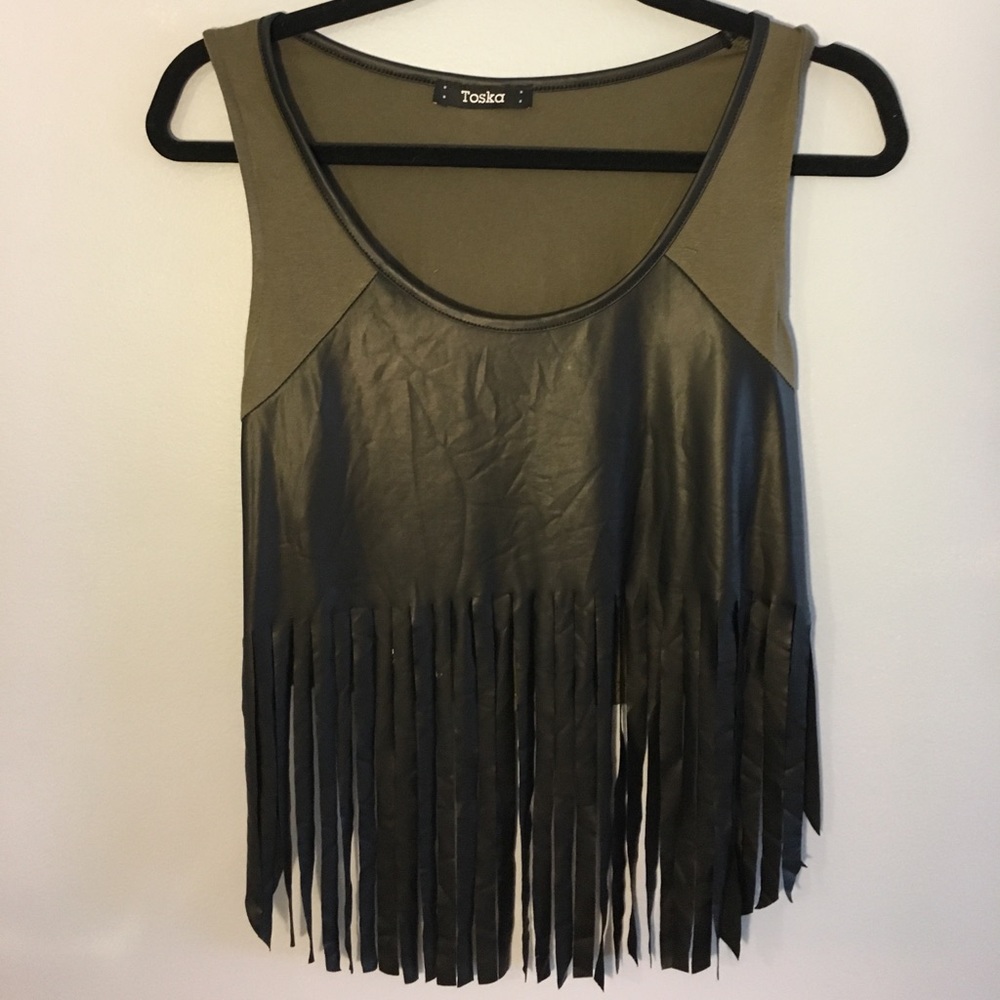 Festival Top: Faux leather and Army Green