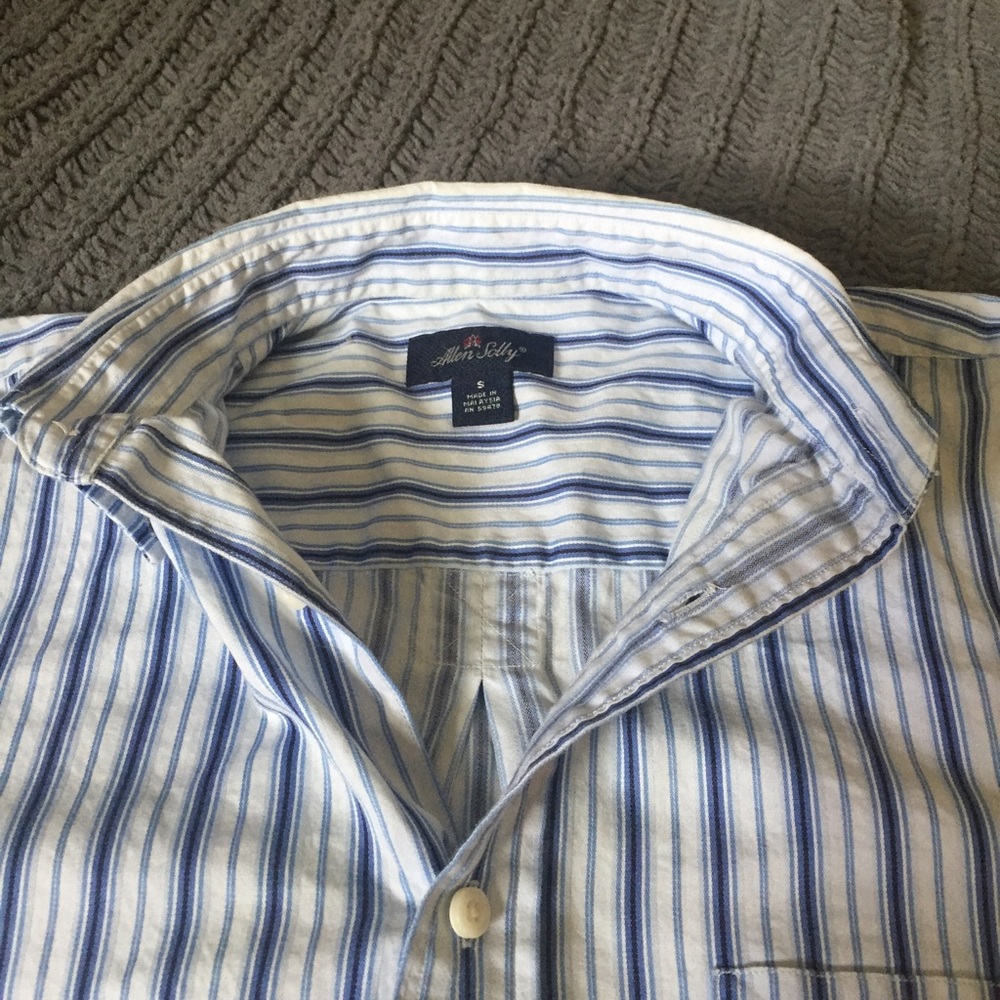 Allen Solly blue and white striped button up shirt - Picture 2 of 7