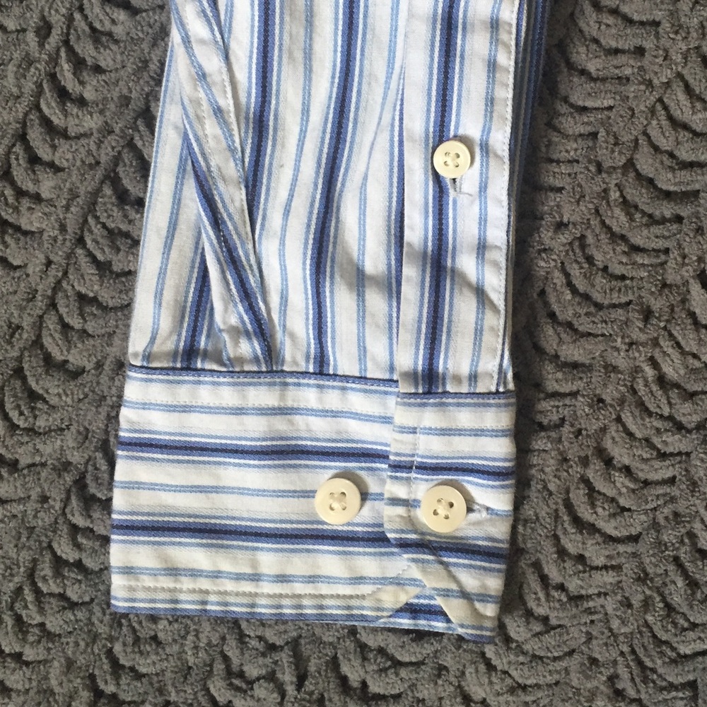 Allen Solly blue and white striped button up shirt - Picture 4 of 7