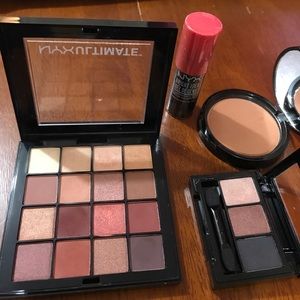 NYX Lot eyeshadows + illuminating blush + bronzer