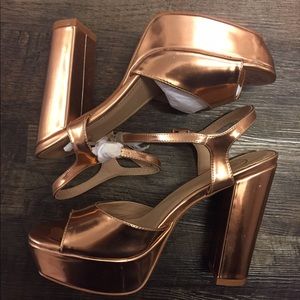 rose gold platform strappy sandals