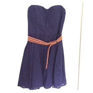 Blue strapless dress