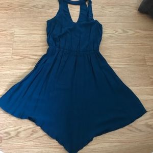 Asymmetrical navy cage dress