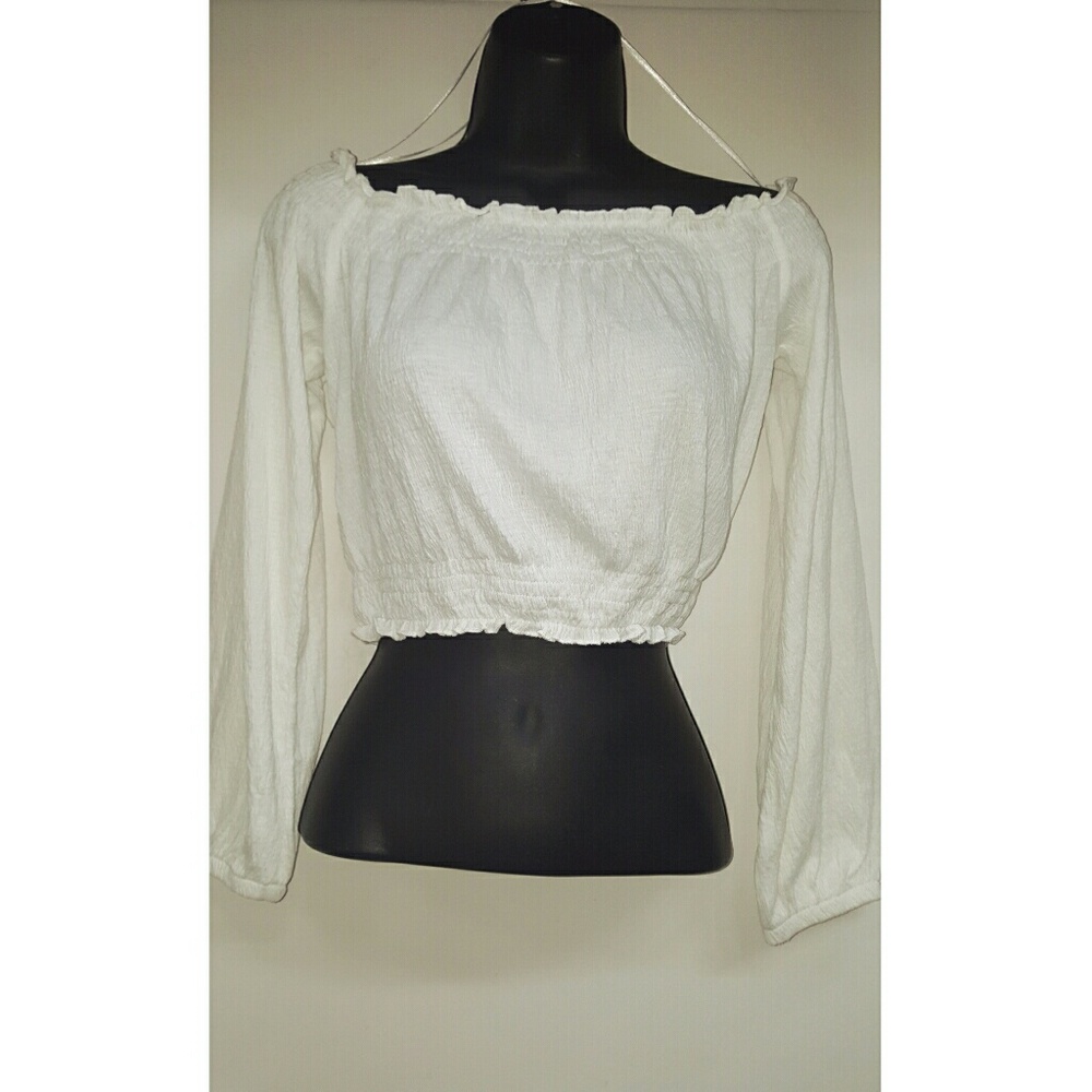 Off The Shoulder Long Sleeve Crop Top