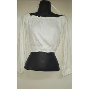 Off The Shoulder Long Sleeve Crop Top