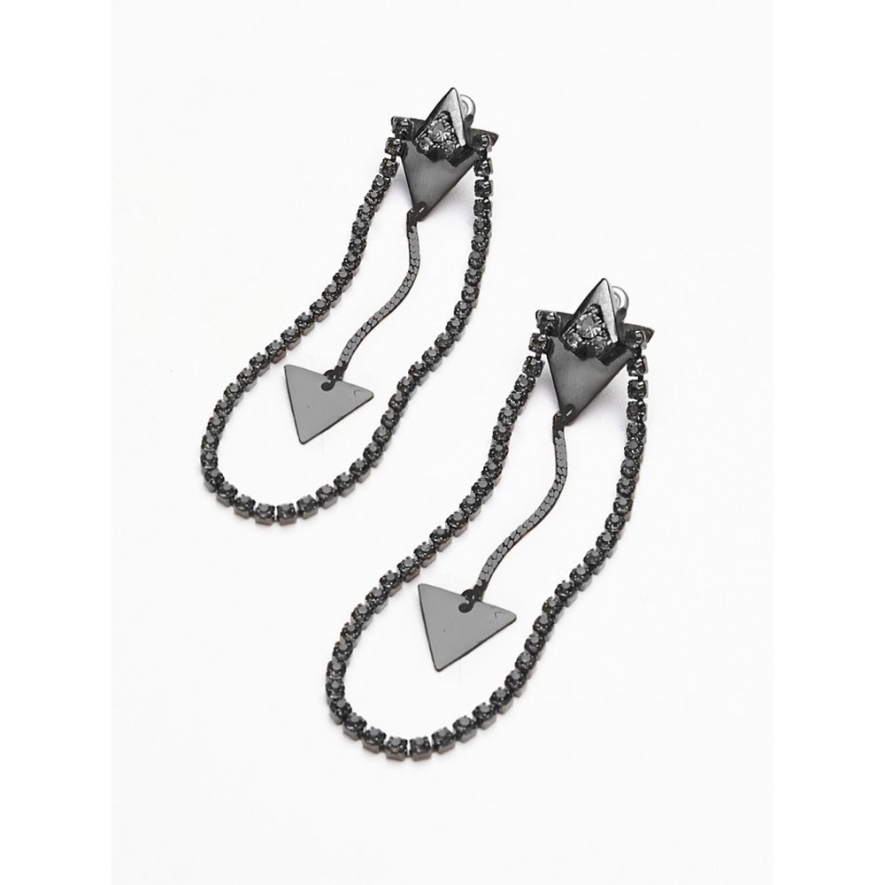 FREE PEOPLE TIDERAYS BLACK STATEMENT EARRINGS NEW - Picture 2 of 5