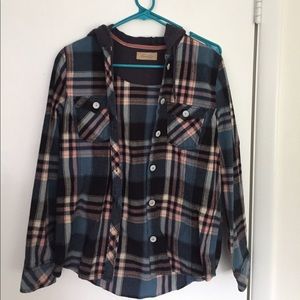 Plaid jacket with hood