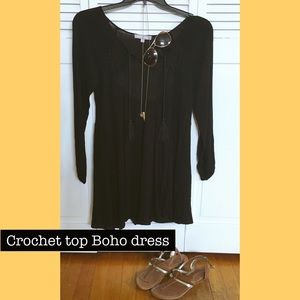 Black boho swing dress