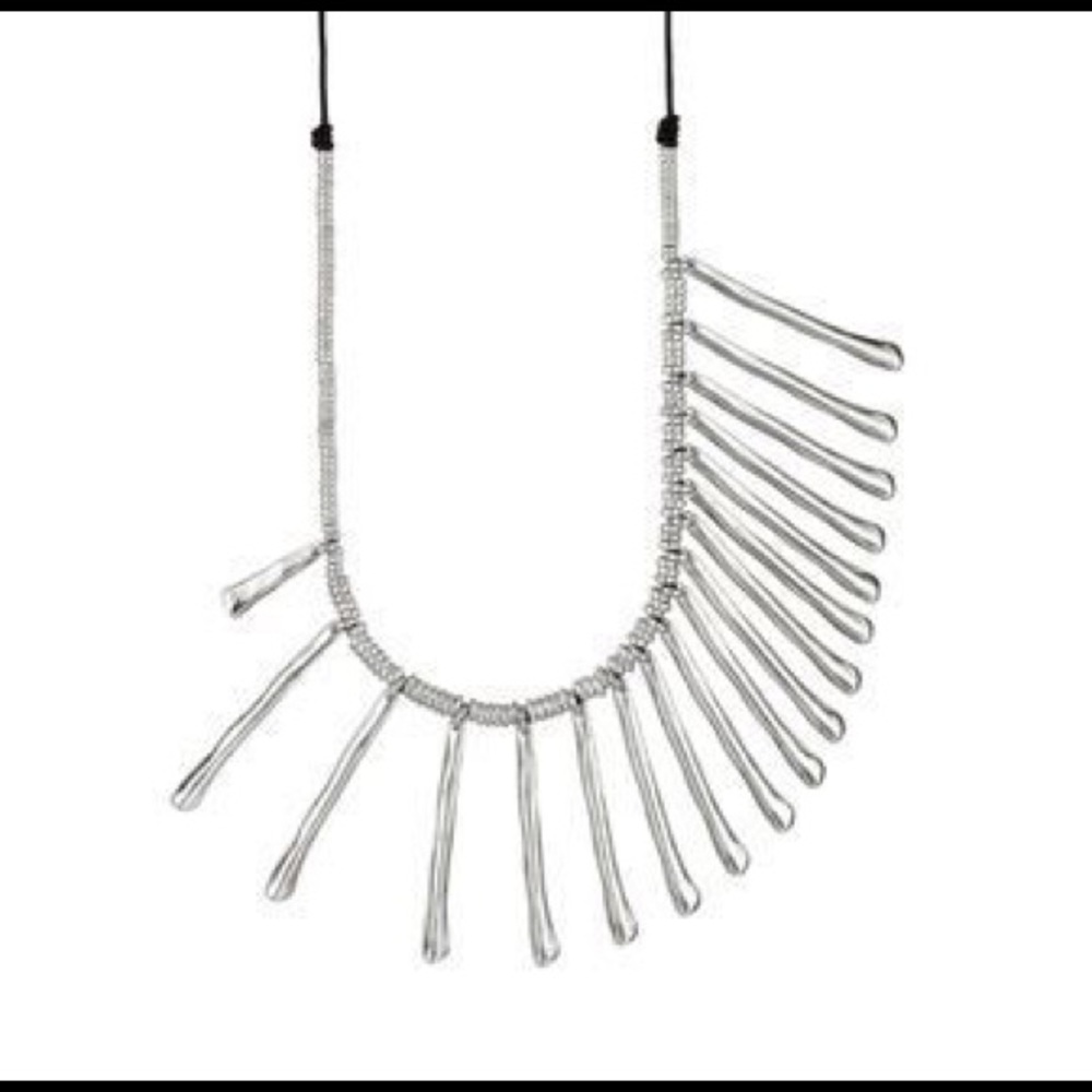 Uno De 50 long Silver & Brown Leather Necklace