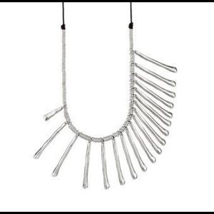 Uno De 50 long Silver & Brown Leather Necklace