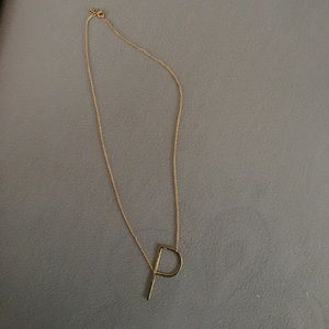 Anthropologie Gold P initial necklace