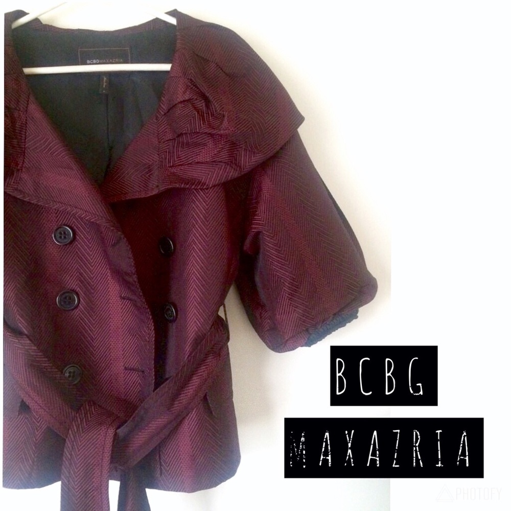 •BCBG MAXAZRIA• ᴍᴀʀᴏᴏɴ ʙʟᴀᴄᴋ ᴘᴜғғʏ sʟᴇᴇᴠᴇ ᴊᴀᴄᴋᴇᴛ