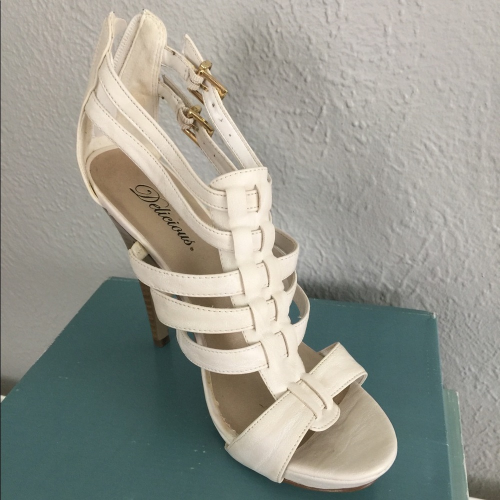 White strappy Gladiator heels