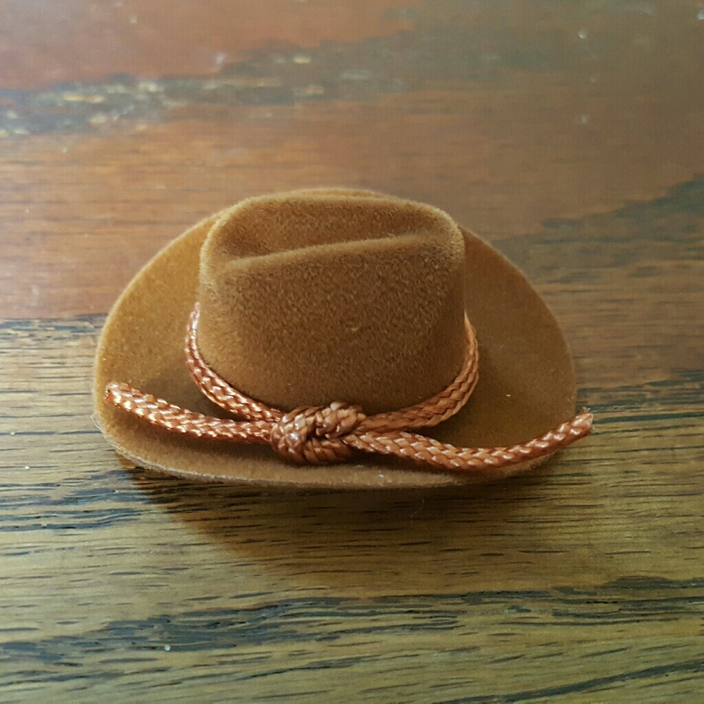 MINIATURE DOLLHOUSE HANDMADE COWBOY HAT BROWN