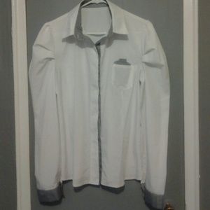 MEN WHITE AND BLUE COLLAR DRESS SHIRT