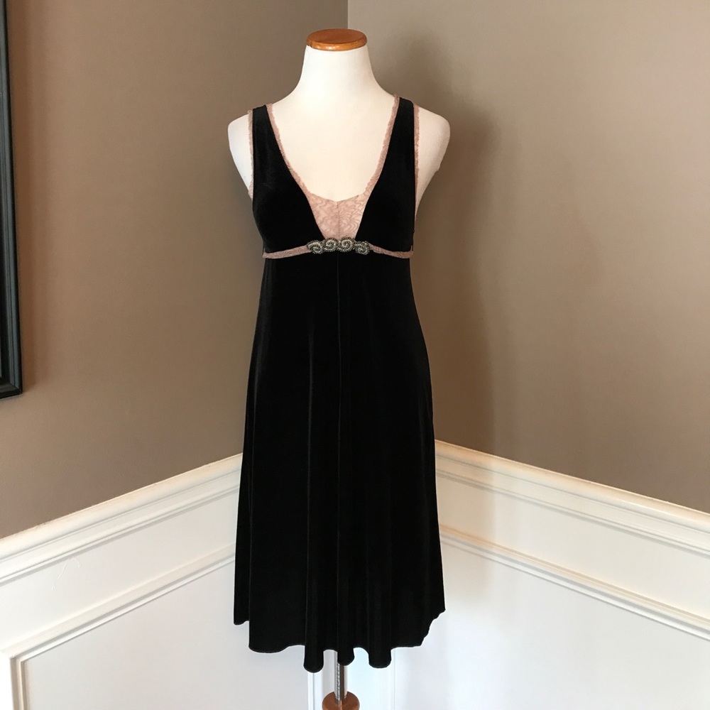 New Free People XS Black velvet sleeveless dress