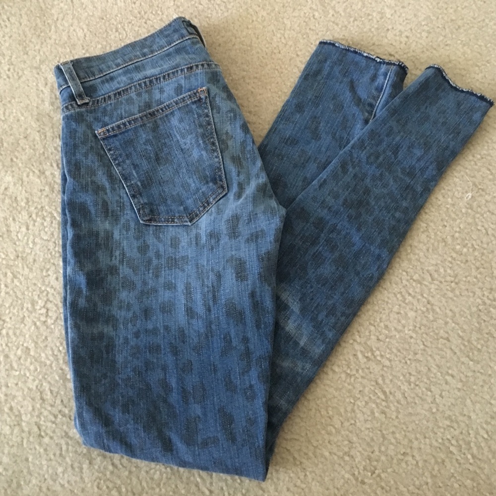 Current Elliot leopard skinny jeans