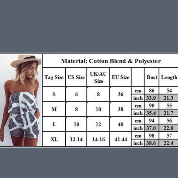 New Sizes Summer Romper Playsuit Strapless Pockets - Picture 3 of 8