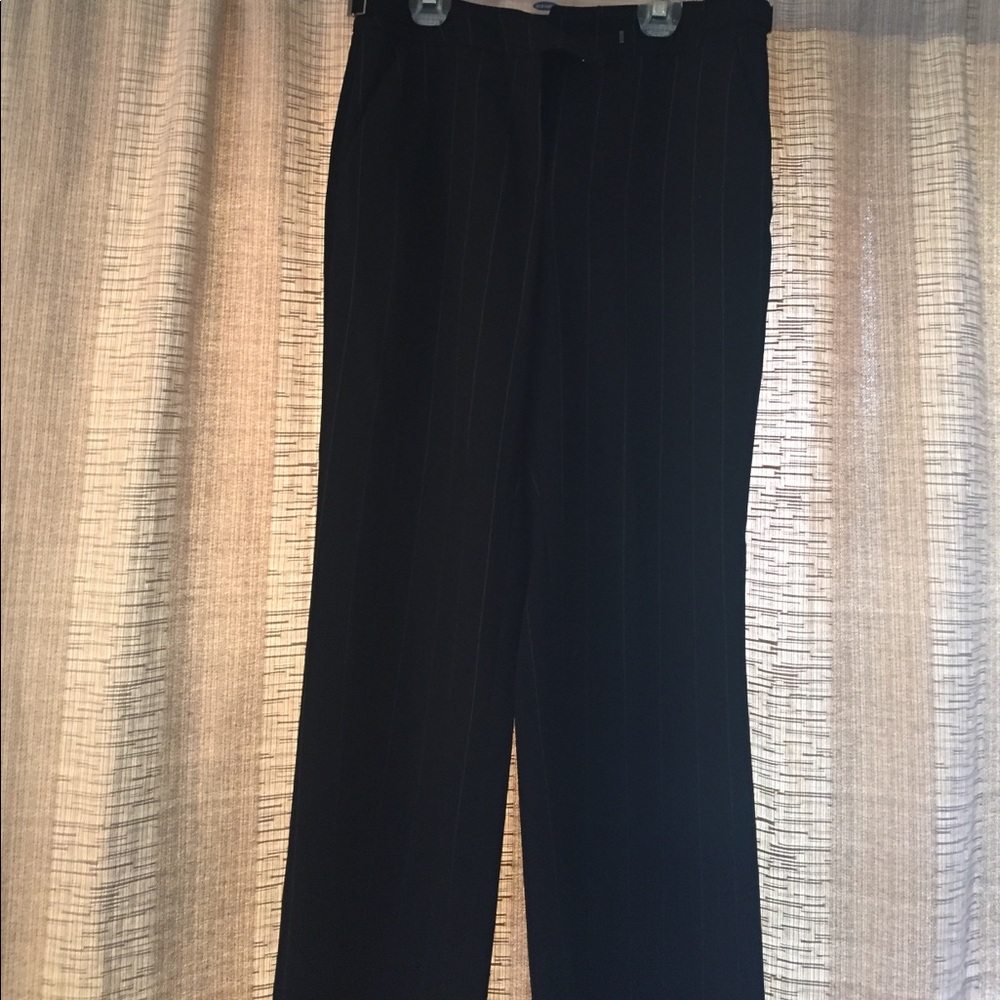 Black pinstriped 2 pocket slacks