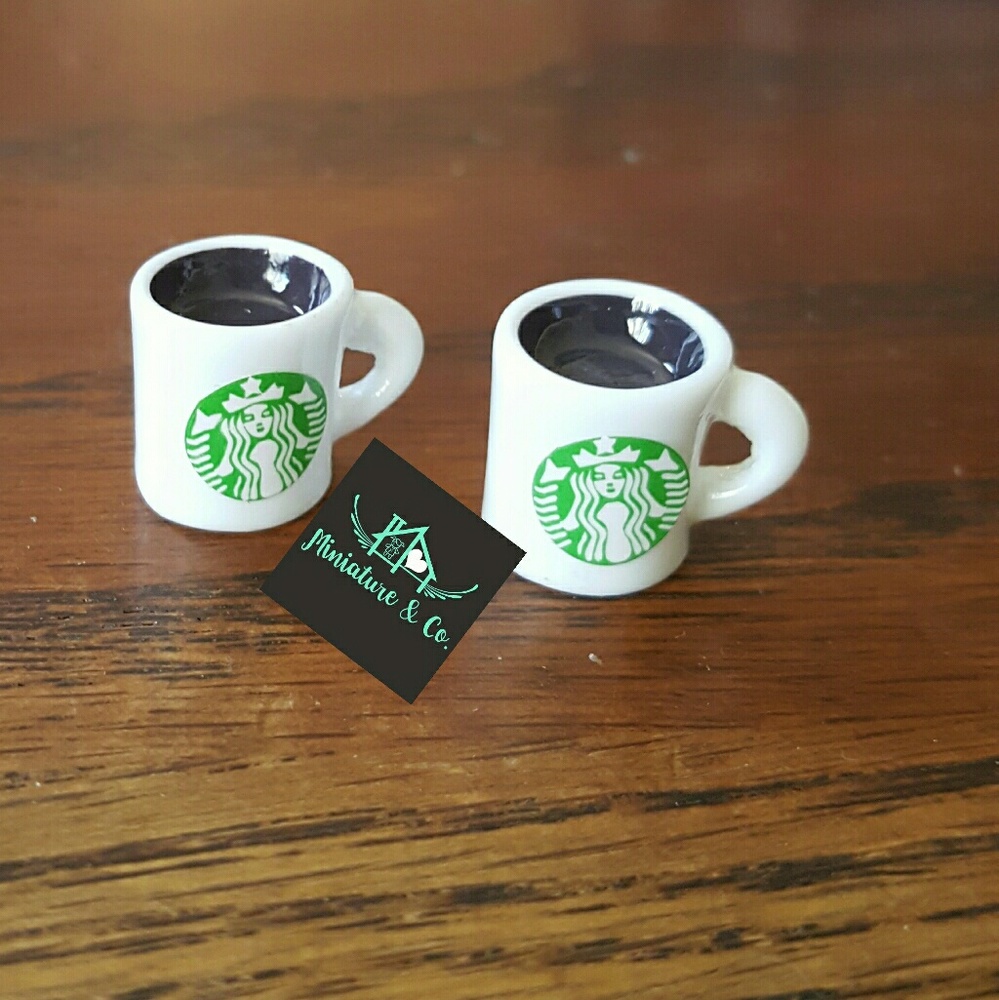 Miniature dollhouse handmade white Coffee Mugs 2