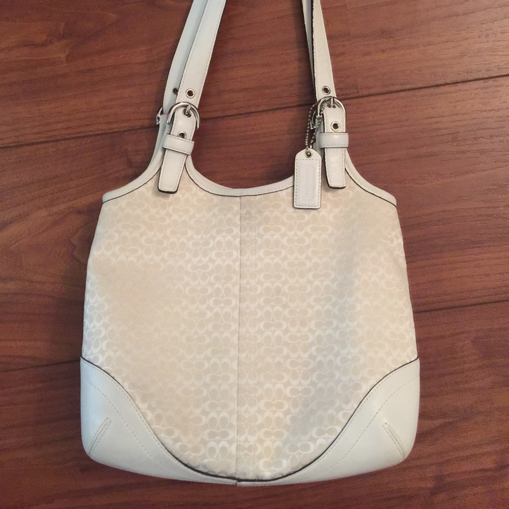 Coach used white handbag