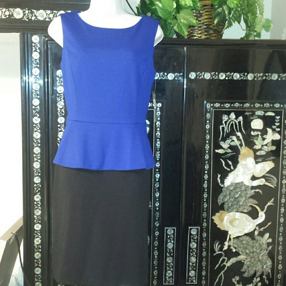 Tahari Dresses & Skirts - Tahari Blu/Blk Peplum Dress