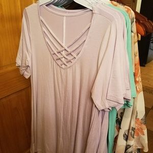 Criss Cross Tunic in Lilac & Mint