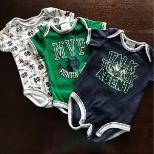 Set of 3 Notre Dame onesies