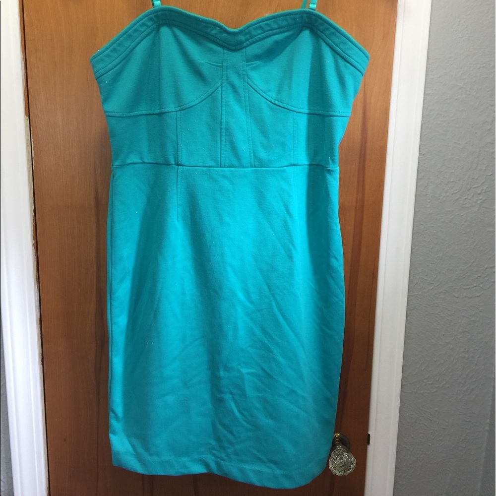 Turquoise Strapless cotton dress