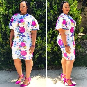 Plus Size Floral Midi Dress