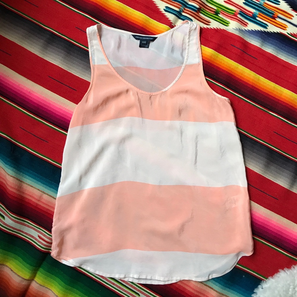 French Connection Bold Block Striped Silk Tank - Picture 2 of 5