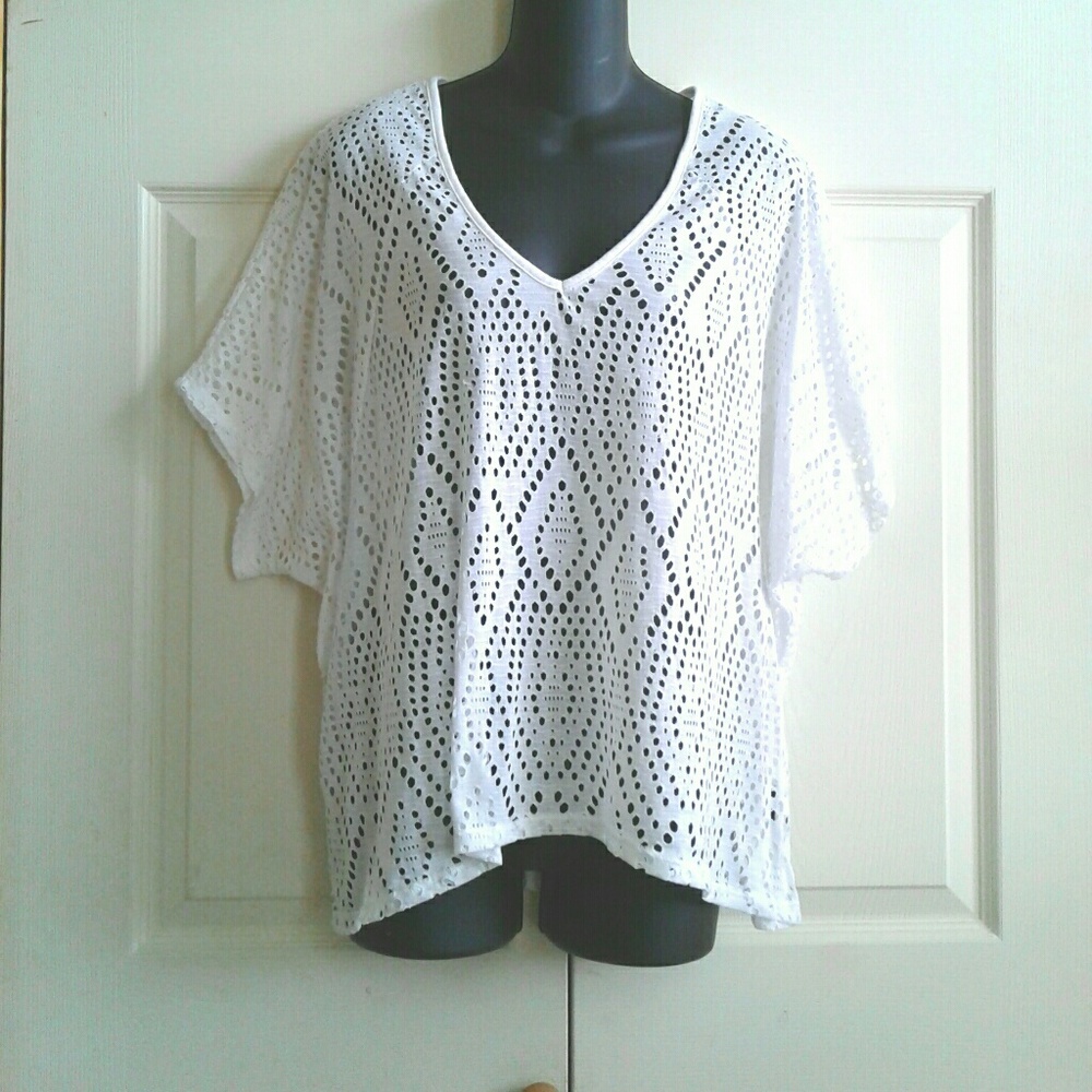 White Laser Cut Swimsuit Cover-up