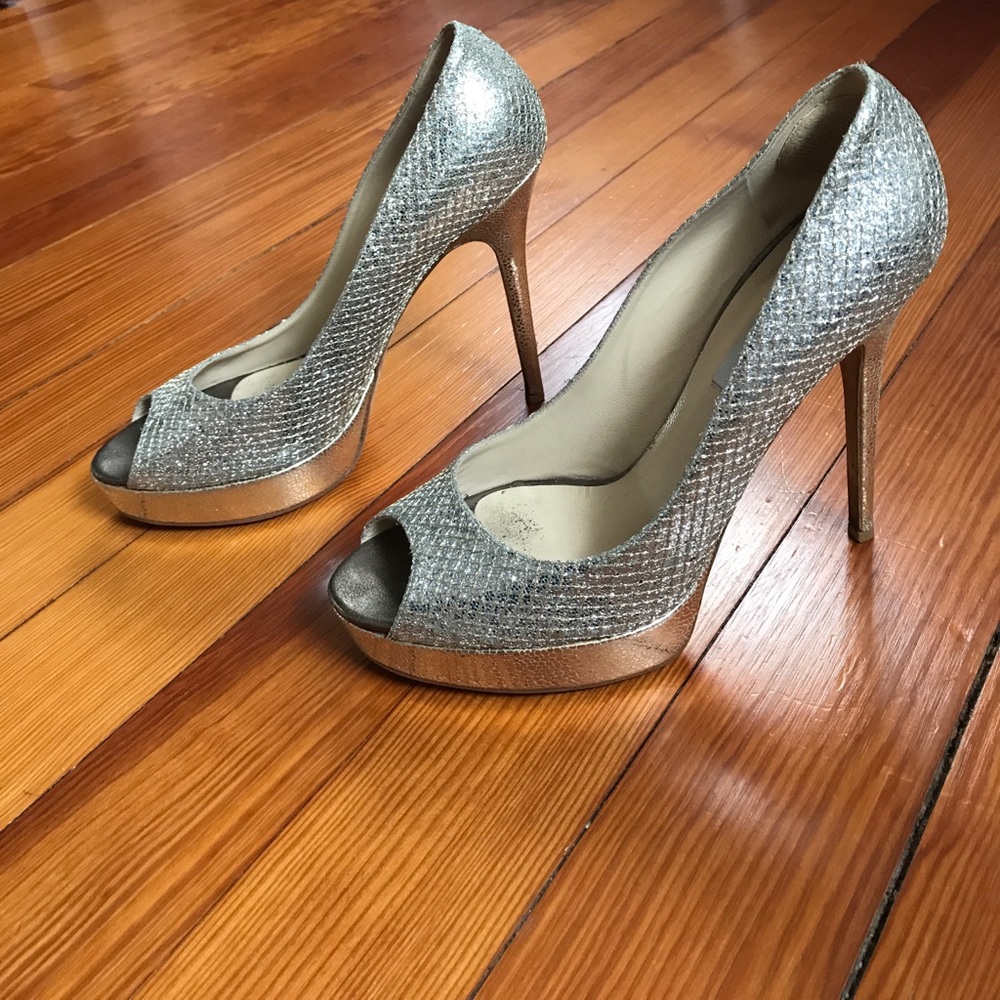 Jimmy Choo Champagne Luna Peep Toe Heels