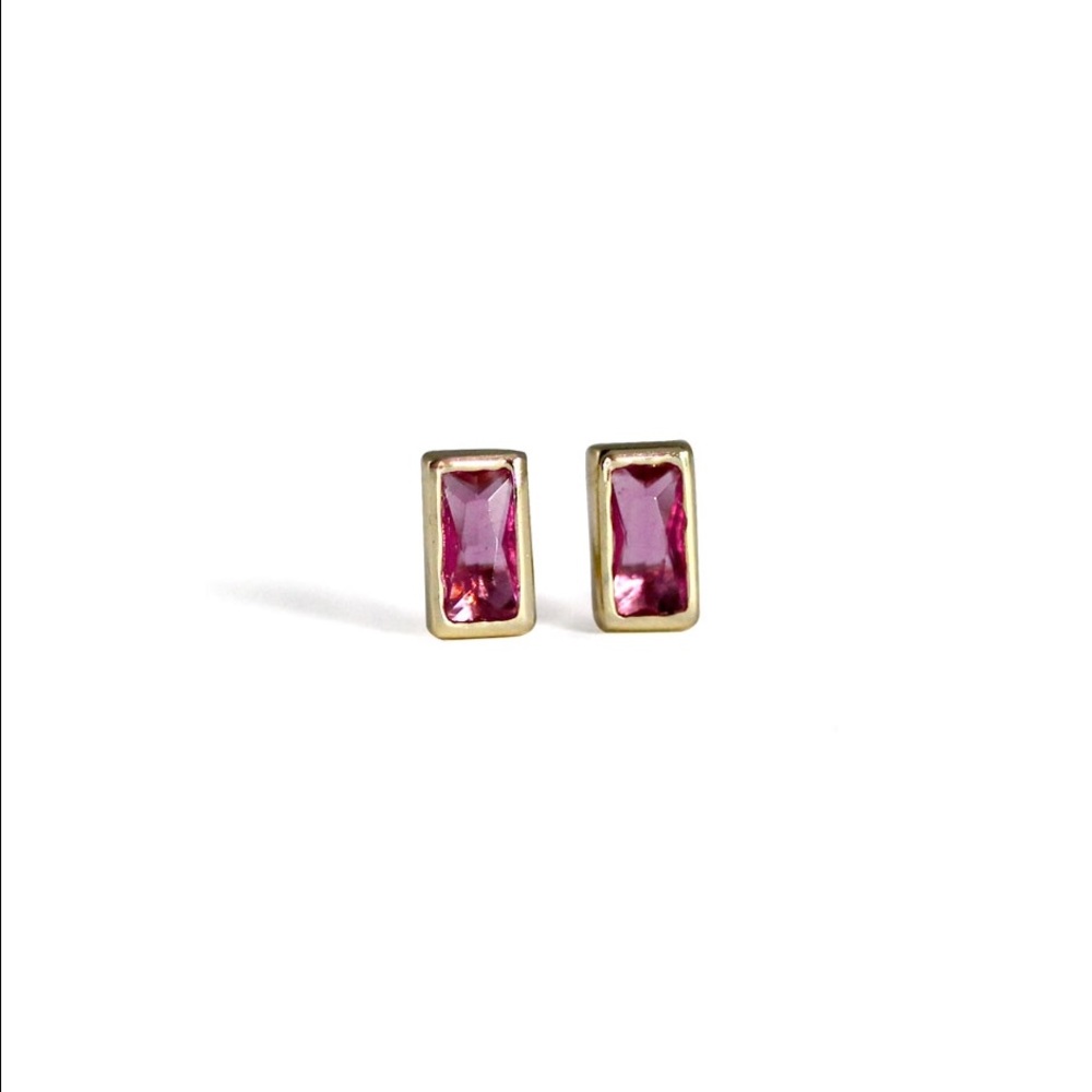 Delicate Rose Baguette Earrings