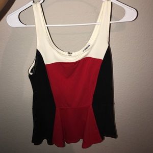 Red White and Blue Peplum Top