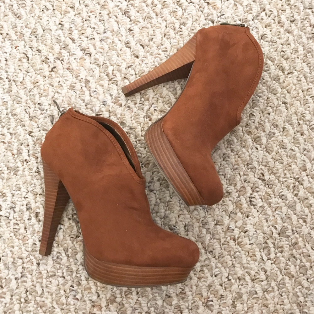 Camel Suede Bootie Heels
