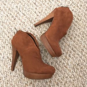 Camel Suede Bootie Heels