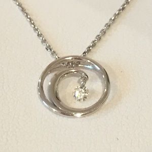 14K White Gold Diamond Pendant with Chain