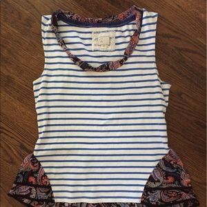 Stripe/Floral high-low tank