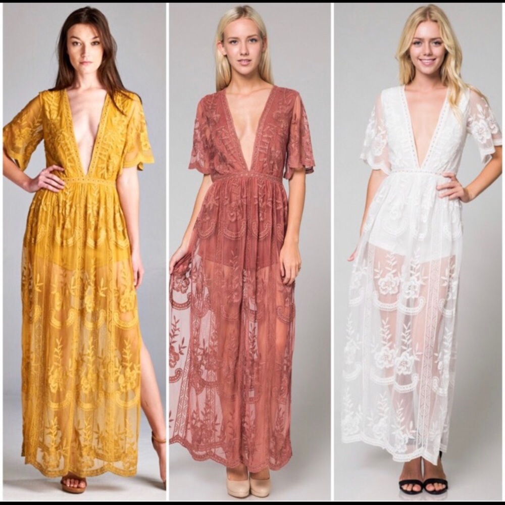 Yellow Lace Maxi Romper