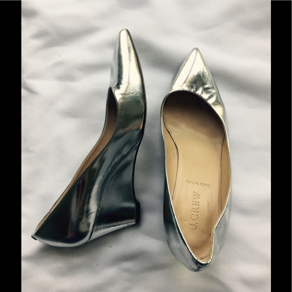 J Crew Silver Wedges