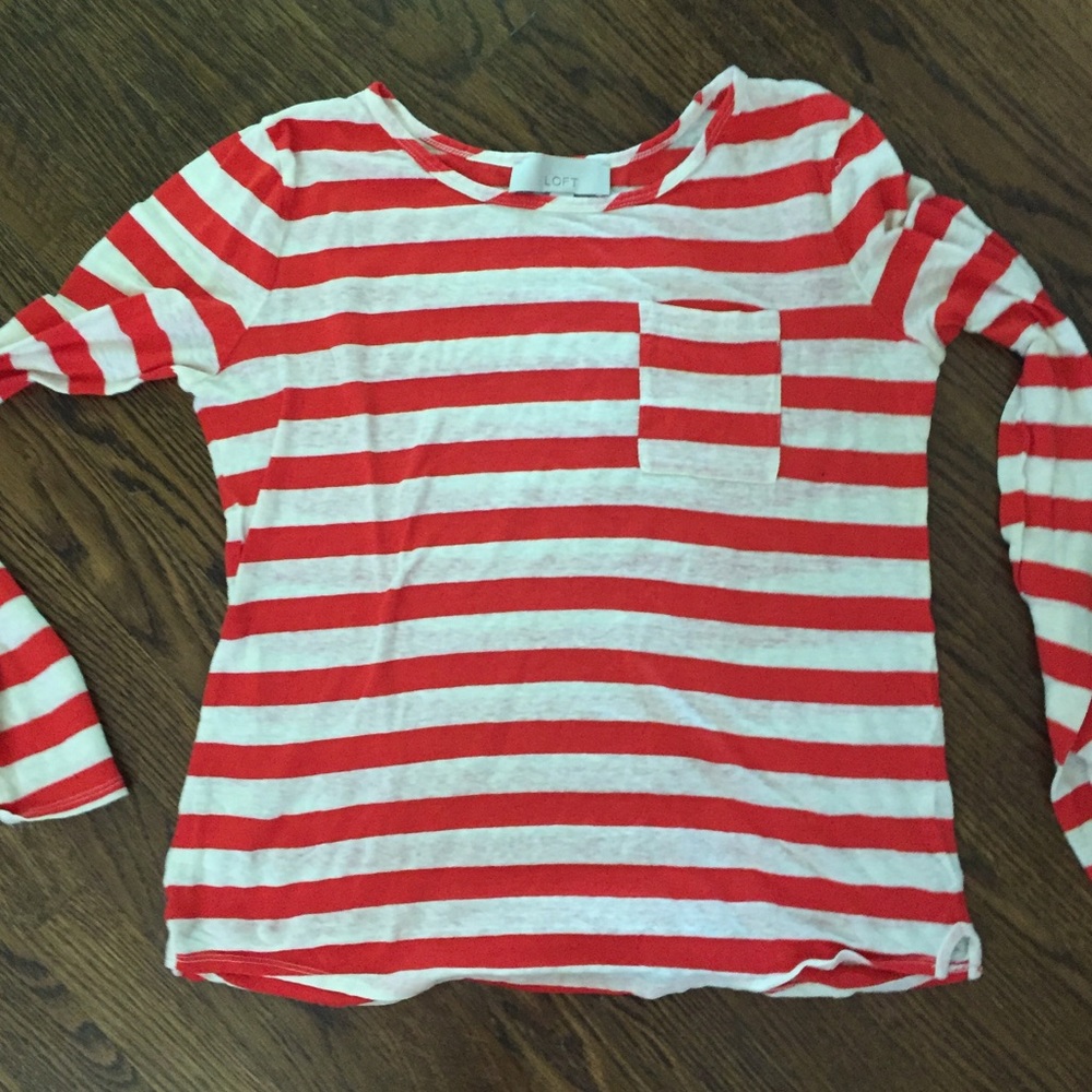 Loft orange/cream striped shirt