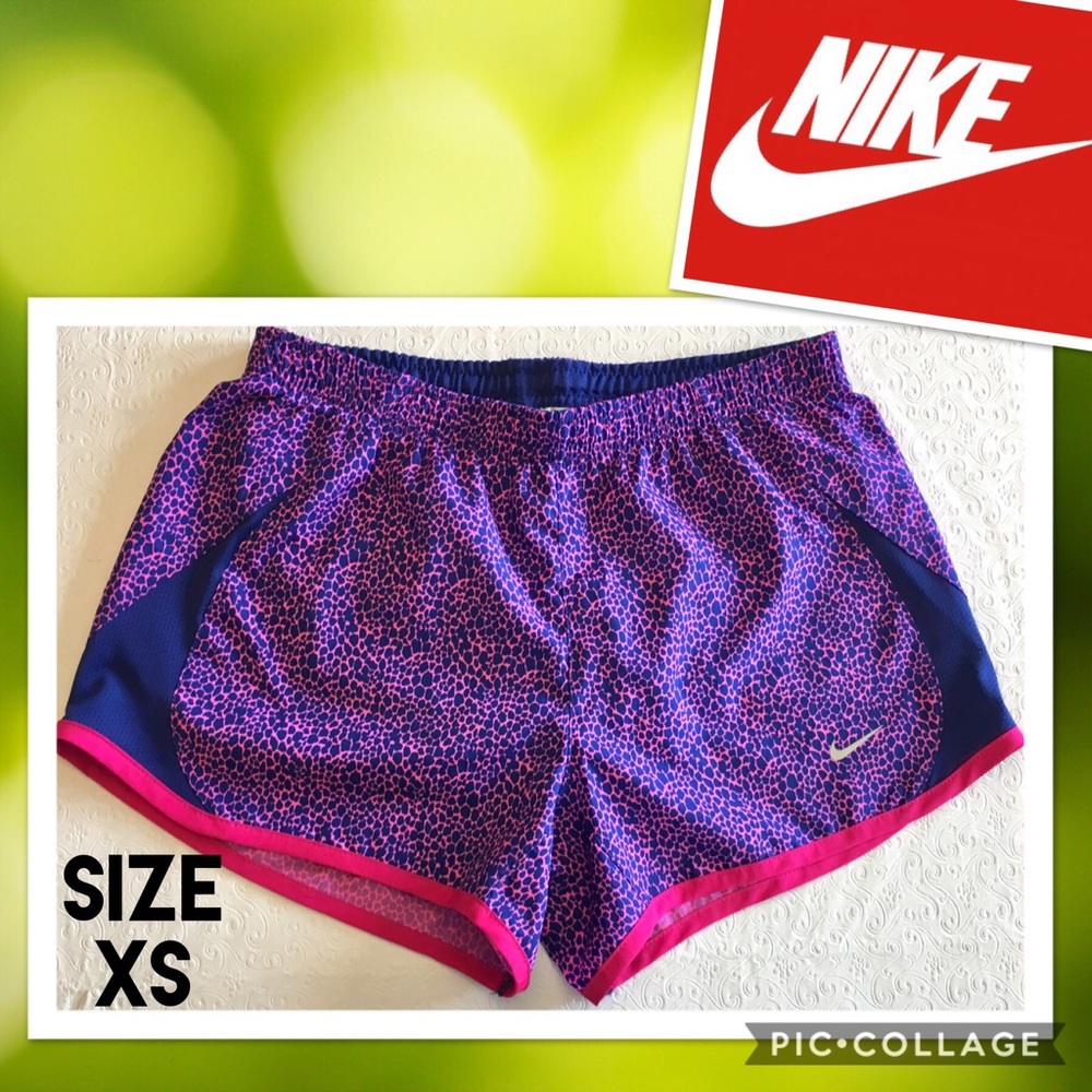 Nike Women's Shorts 3” Inseam Running 5k Tempo Pink & Blue Printed Lined Size XS