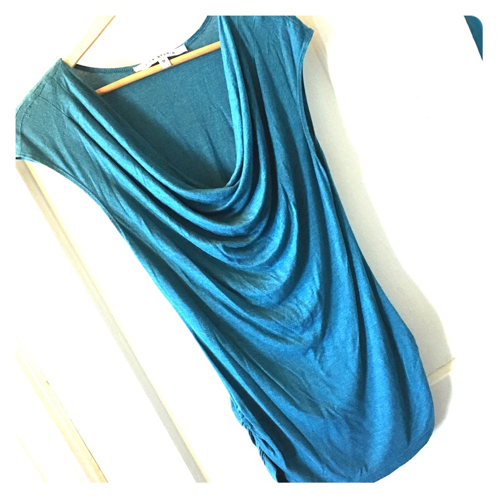 Super-Soft Teal Jersey Cowl-Neck Tank