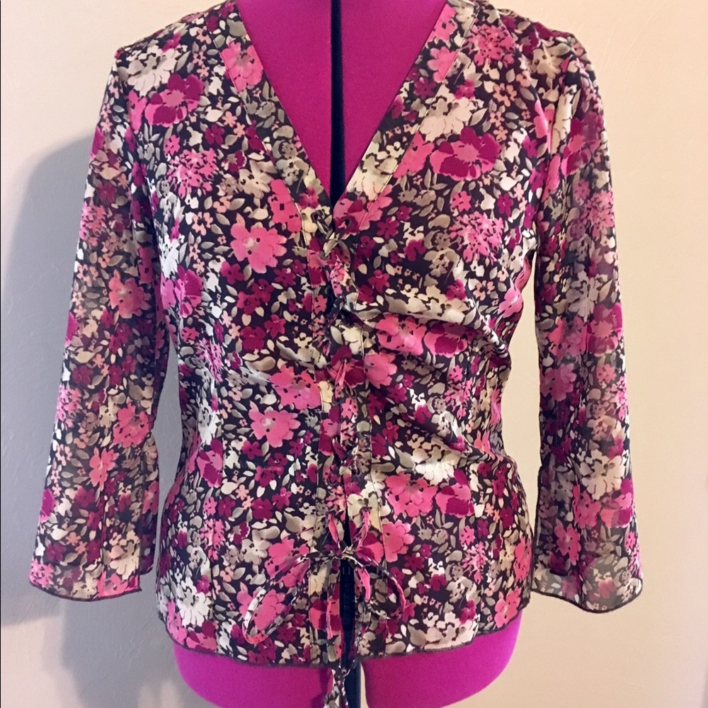 Flower Design Sheer Blouse